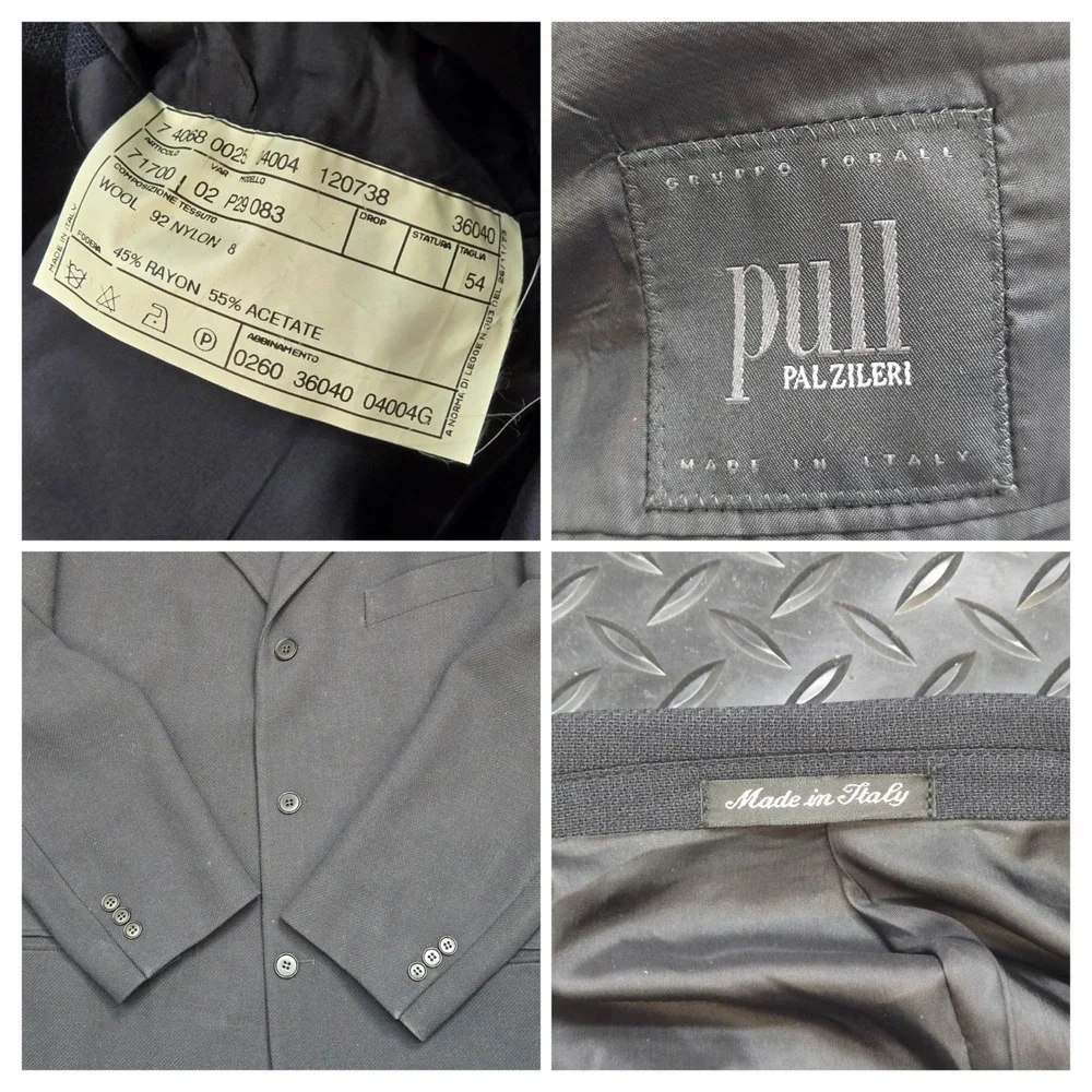 Pal Zileri Pull Mens 44R Blazer IT 54 Wool Blend 3 Button Sport Coat Black Italy